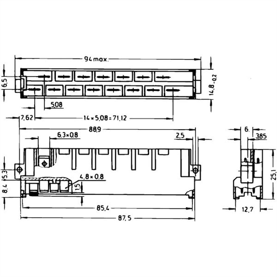 Connecteur SCHROFF de type H, EN 60603, DIN 41612, mâle, 15 contacts, FASTON 6.3 mm
