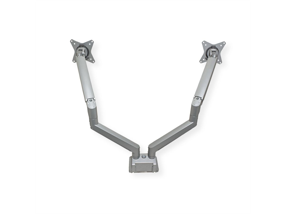 ROLINE Support double LCD, fixation sur bureau, vérin à gaz, 5 articulations, 17-23", jusqu'à 2x 9 kg, argent
