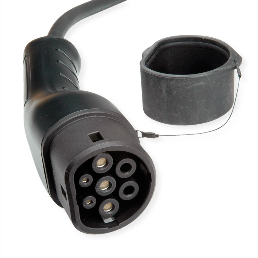 ROLINE Câble de recharge VE type2, 1-Phase, 250VAC (1P+N+E), 32 A, 7,4 kW, spirale (max. 3m)