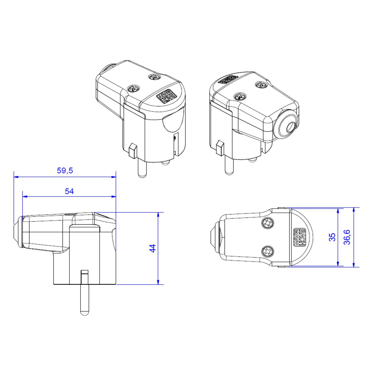 BACHMANN Connecteur coudé à monter gris