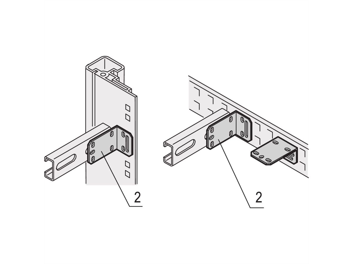SCHROFF Eurorack Rail en C Equerre de fixation pour montants ou traverses d'armoire