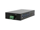 EXSYS EX-12297HMS HUB métallique 7 ports USB 3.2 Gen 2x1, 2x USB-C et 5x USB-A 3.2 Gen 1, pour table, mur et rail DIN