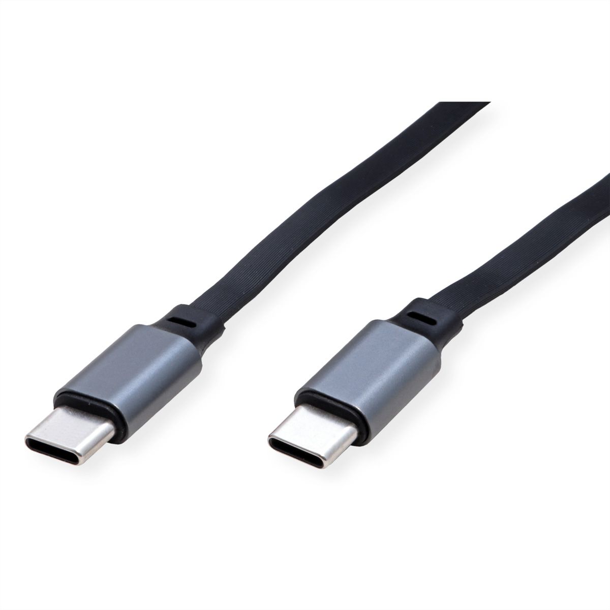 ROLINE Câble rétractable USB 2.0, 60W, C-C, M/M, noir, 1,2 m