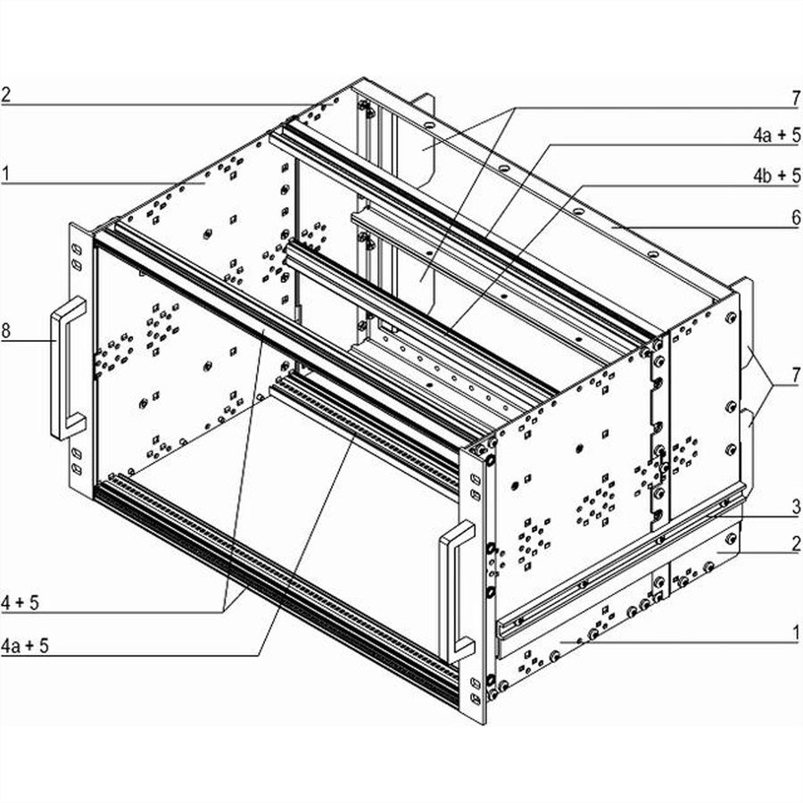 SCHROFF EuropacPRO 19" Kit de bacs à cartes pour le ferroviaire, blindage Retrofit, SNCF, 6 U, 84 CV, 320 mm