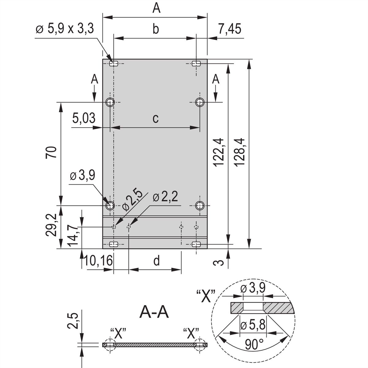 SCHROFF Cadre type Unité enfichable Panneau frontal, non blindé, 3 U, 10 HP, 2,5 mm, alu, anodisé avant, conducteur arrière