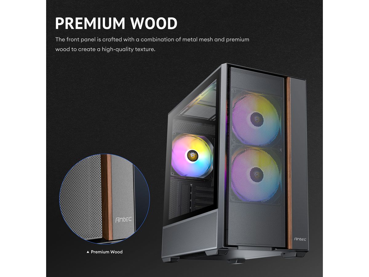 ANTEC FLUX Rear ATX/Micro-ATX/ITX Boîtier PC Midi Tower, noir