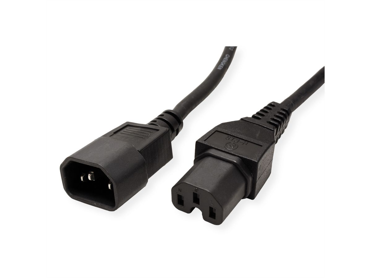 VALUE Câble IEC320/C14 M - C15 F, H05RN-F, noir, 1 m