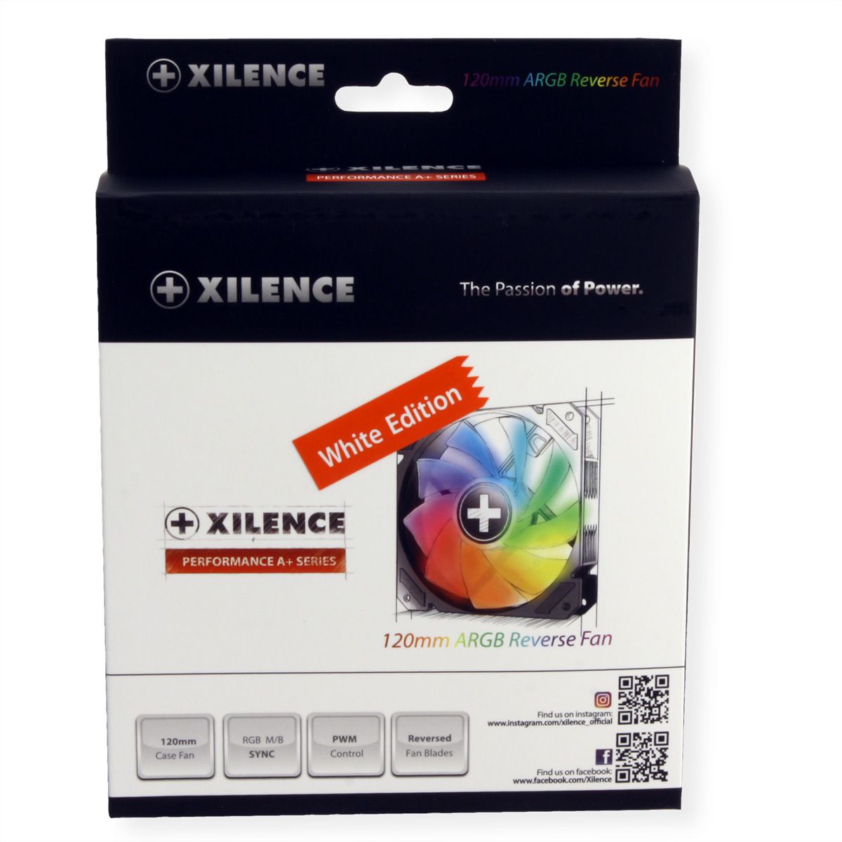 XILENCE Performance A+ REVERSE XF066, Ventilateur LED ARGB 120 mm blanc