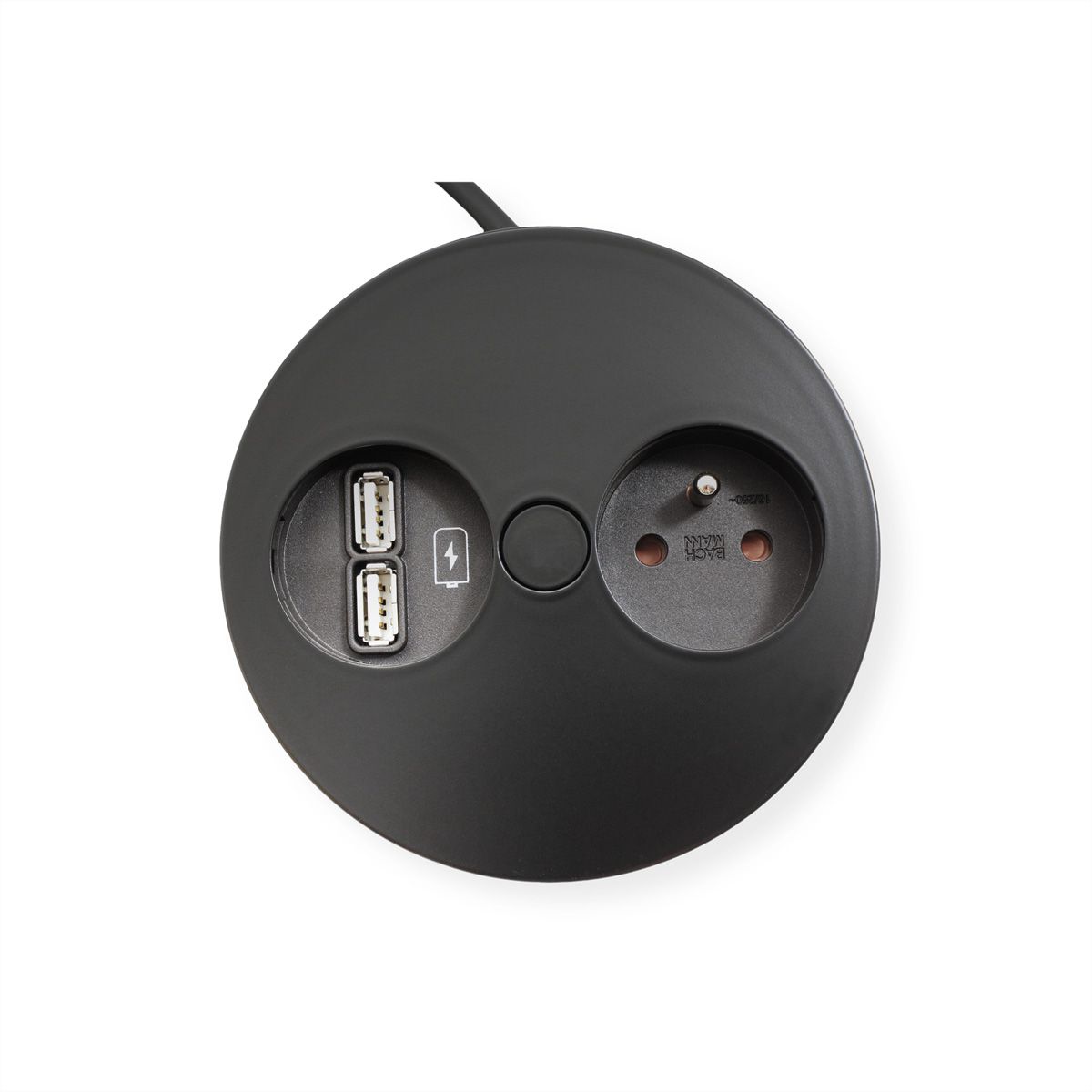 BACHMANN TWIST Prise 1x UTE, chargeur USB, noir, 2 m