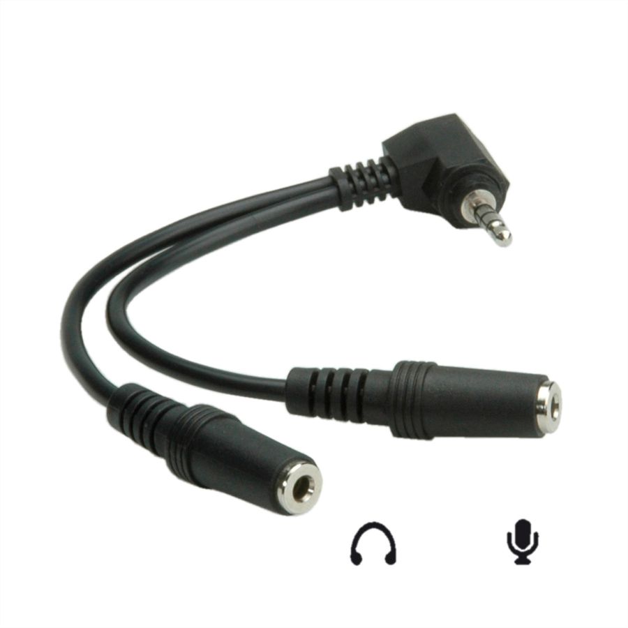 ROLINE Adaptateur 3,5mm 4pôles (1x M, 2x F), noir, 15 cm