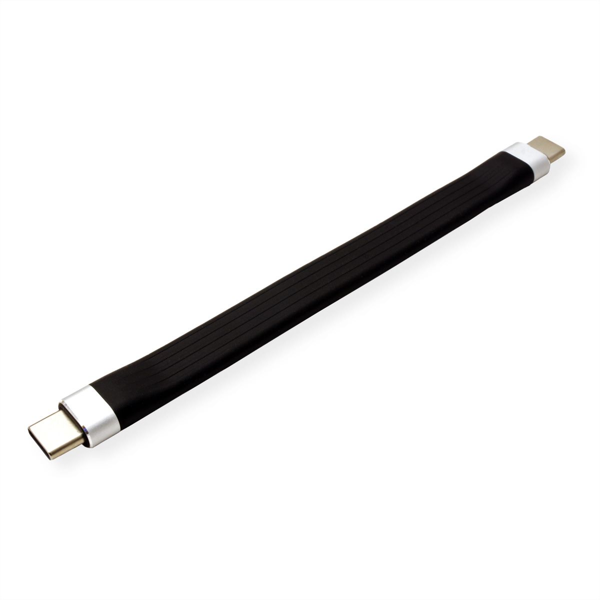 ROLINE Câble USB 3.2 Gen 2 en silicone, avec PD, Emark, C-C, M/M, 8K UHD, 10Gbit/s, 60W, noir, 11 cm