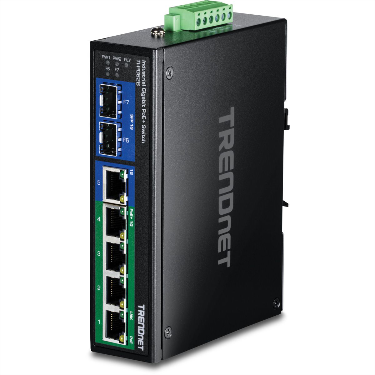 TRENDnet TI-PG62B Switch Rail DIN PoE+ Gigabit industriel à 7 ports