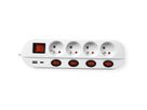 ROLINE Prise multiple, 4x avec interrupteur, Fast Charger, 1x USB A+C, 3 m