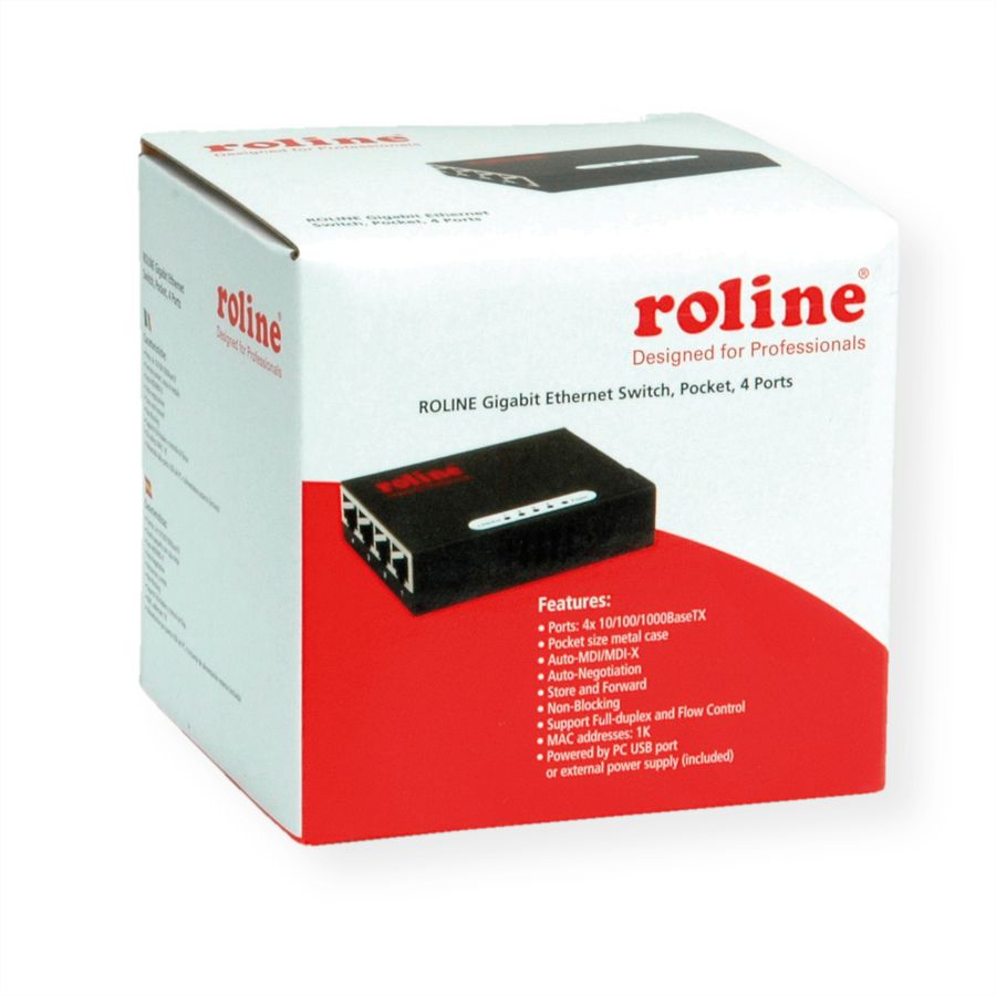 ROLINE Switch Gigabit Ethernet, Pocket, 4 ports