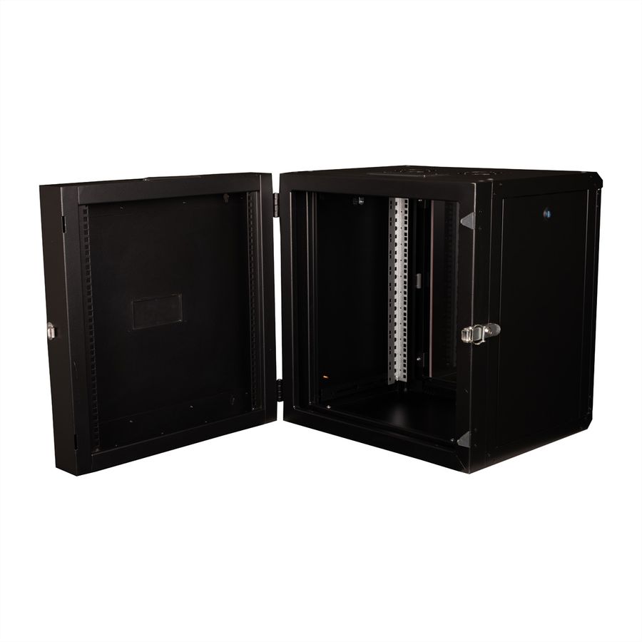ROLINE 19" Boîtier mural Pro 12U, 600x600 LxP pivotant en 2 parties noir