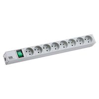 BACHMANN Prise multiple, 8x avec interrupteur, argent