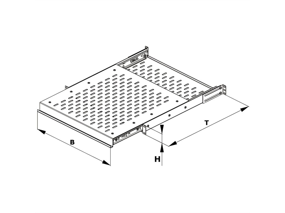 CONTEG Etagère 19" télescopique, 435 x 250 mm, 25kg ( E)