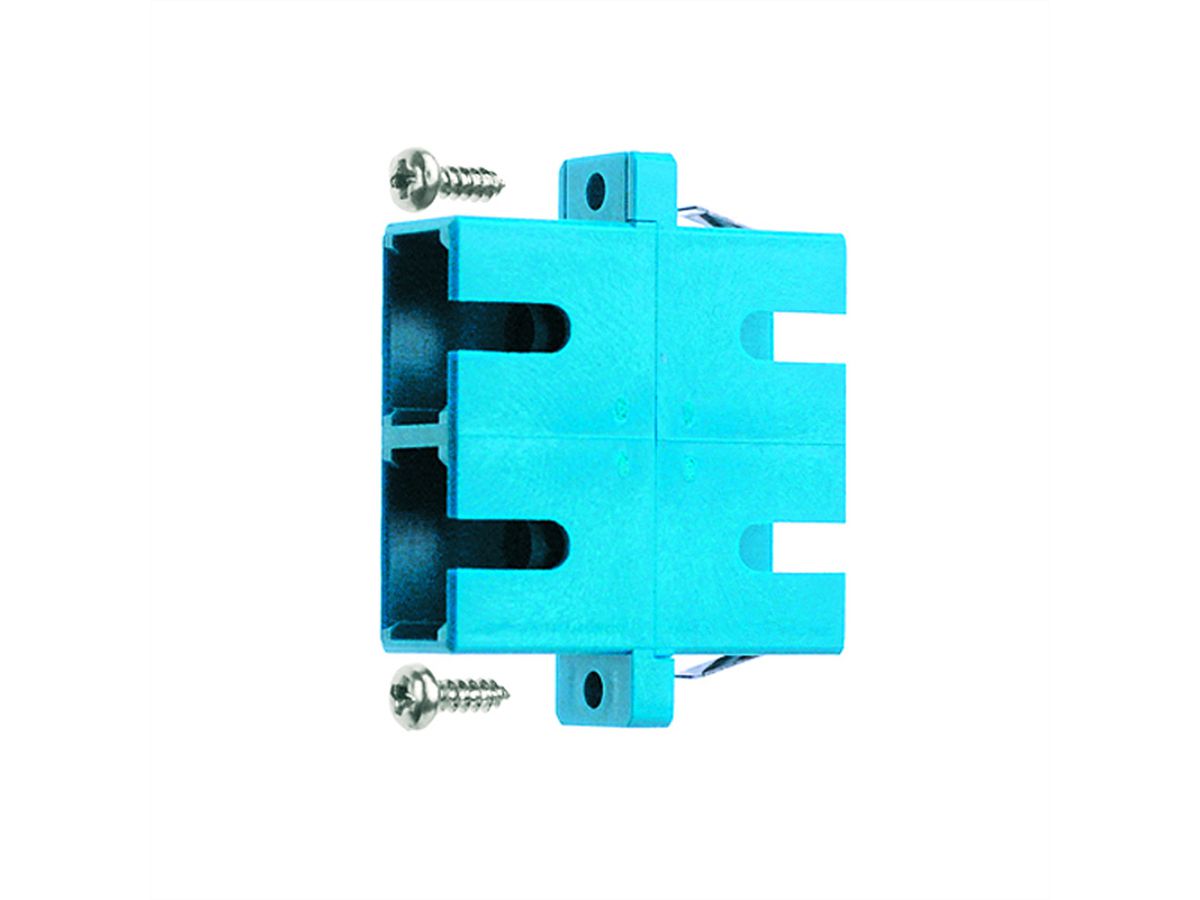 TELEGÄRTNER  Coupleur SC Duplex, Multimode, Manchon en céramique, boîtier en plastique, turquoise