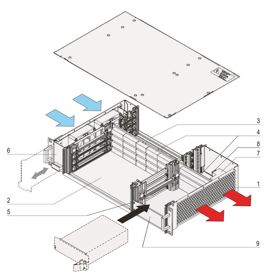 Système VME64x SCHROFF, 2 U, 4 slots, alimentation enfichable