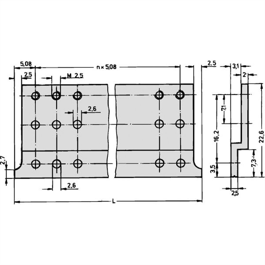 SCHROFF Rail en Z pour connecteur, EN 60603-2, 4 CV