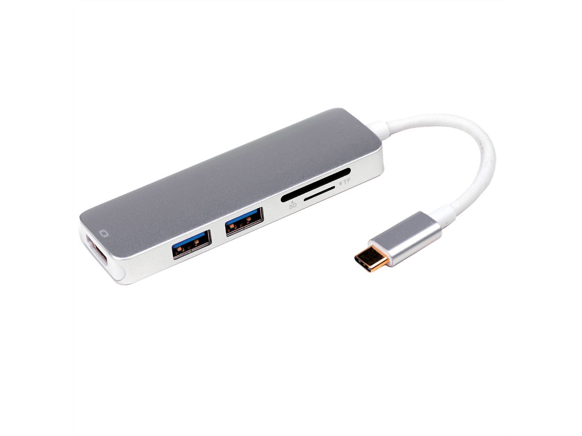 ROLINE Station d'accueil USB Type C, 4K HDMI, 2x USB 3.2 Gen 1, Card Reader