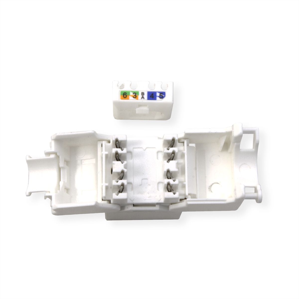 ROLINE Keystone Cat.6A (Classe EA)non blindé, sans outil, SLIM, extra-court, blanc