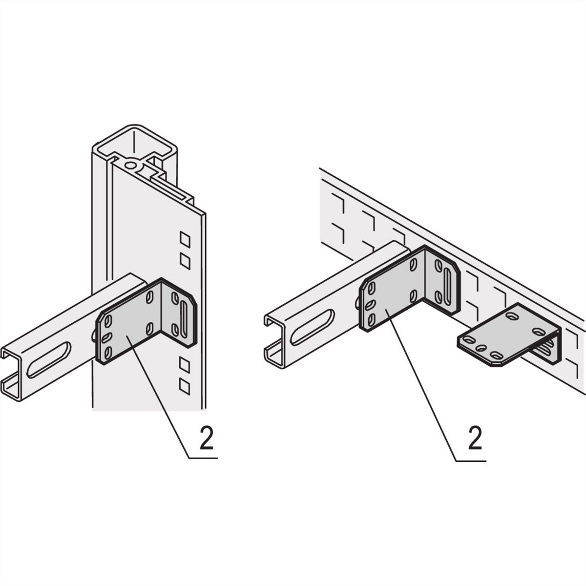 SCHROFF Eurorack Rail en C Equerre de fixation pour montants ou traverses d'armoire