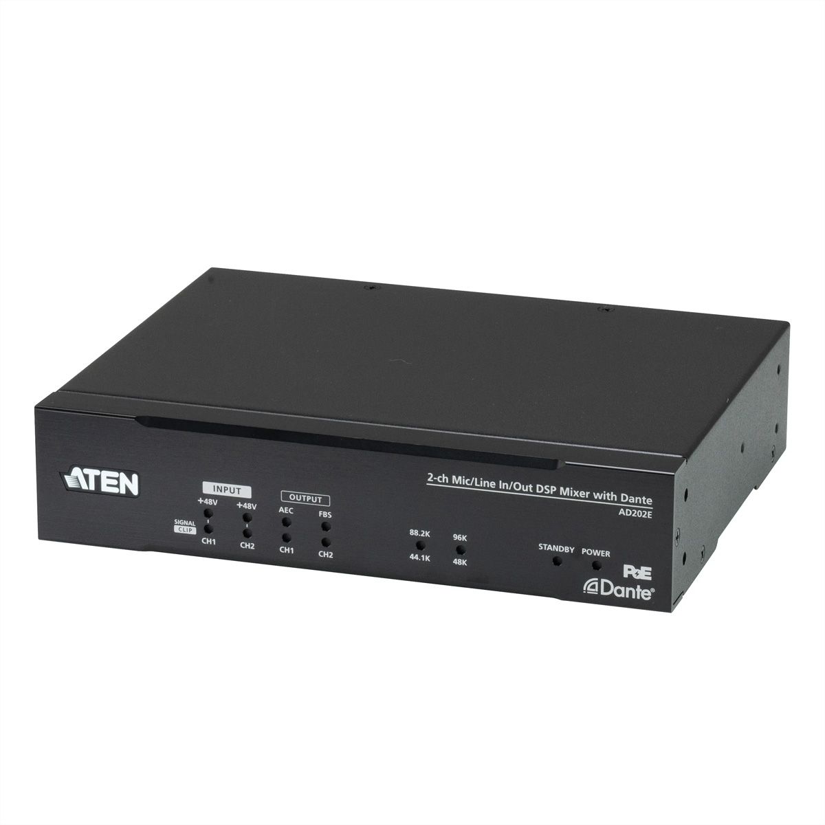 ATEN AD202E Processeur audio 2-CH à entrée/sortie micro/ligne, avec DSP et Dante
