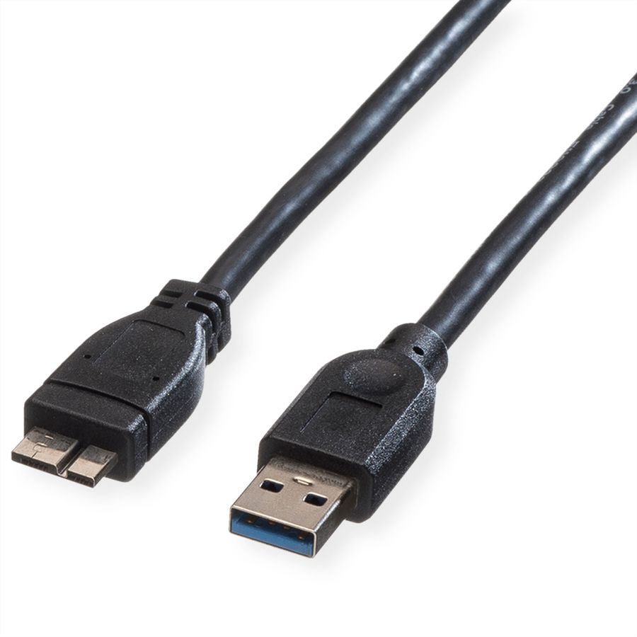 ROLINE Câble USB 3.2 Gen 1, A M - Micro A M, noir, 0,8 m
