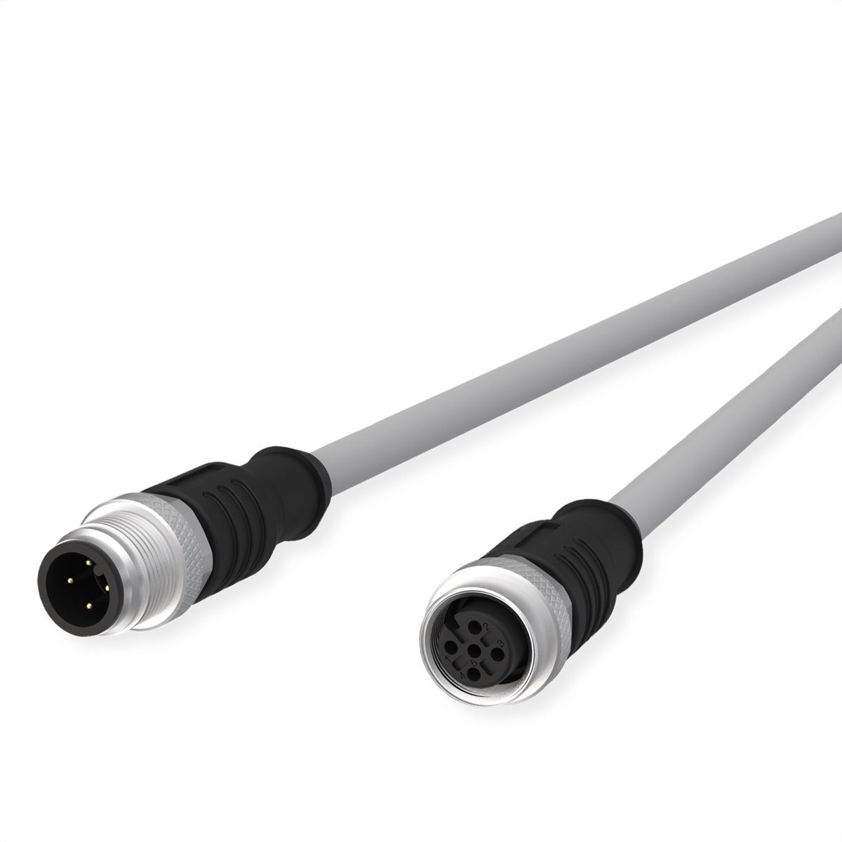 METZ CONNECT Câble de capteur/actionneur M12, codage A, M12 connecteur droit - M12 connecteur femelle droit, gris, 10 m