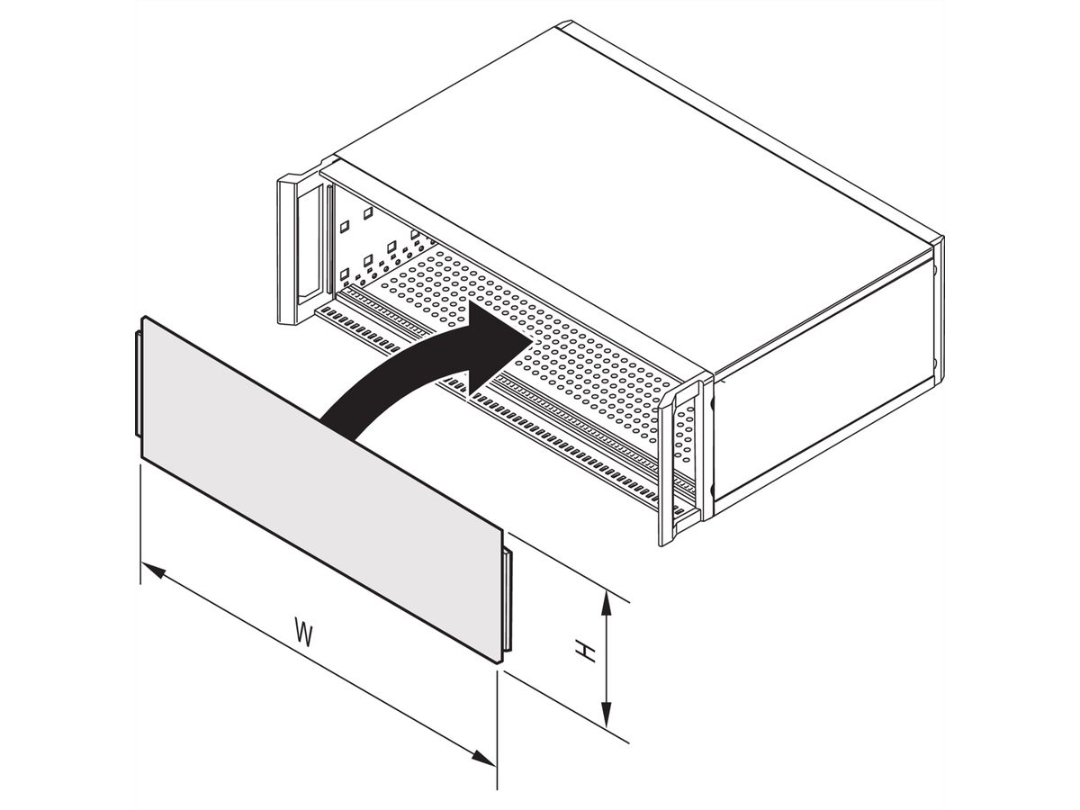 SCHROFF Face avant, pleine largeur, fendue, non blindée pour RatiopacPRO 3 U, AIR 4 U, 42 CV, 2,5 mm, alu