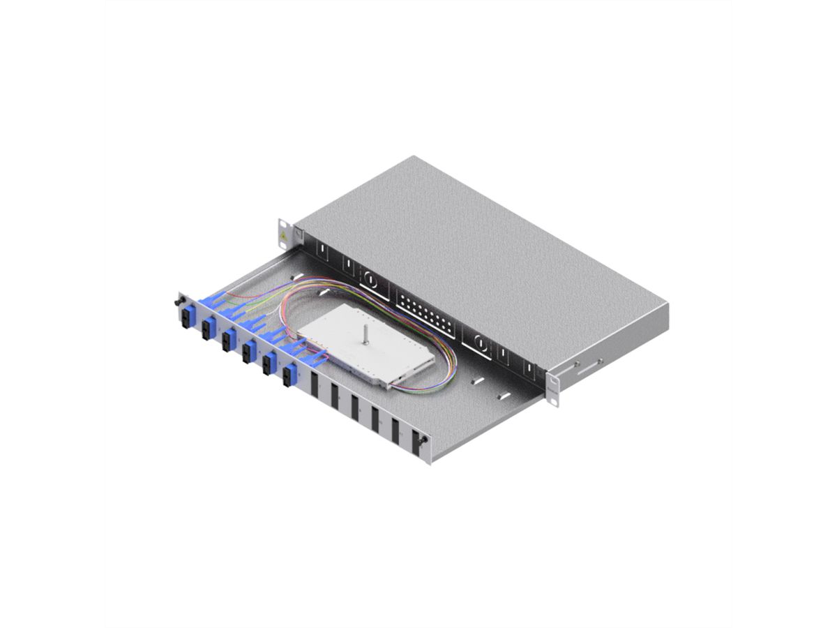 EasyLan Tiroir FO pour fusion basique catégorie C, 19" 1U, 12 ports, 6x SC-duplex, OS2