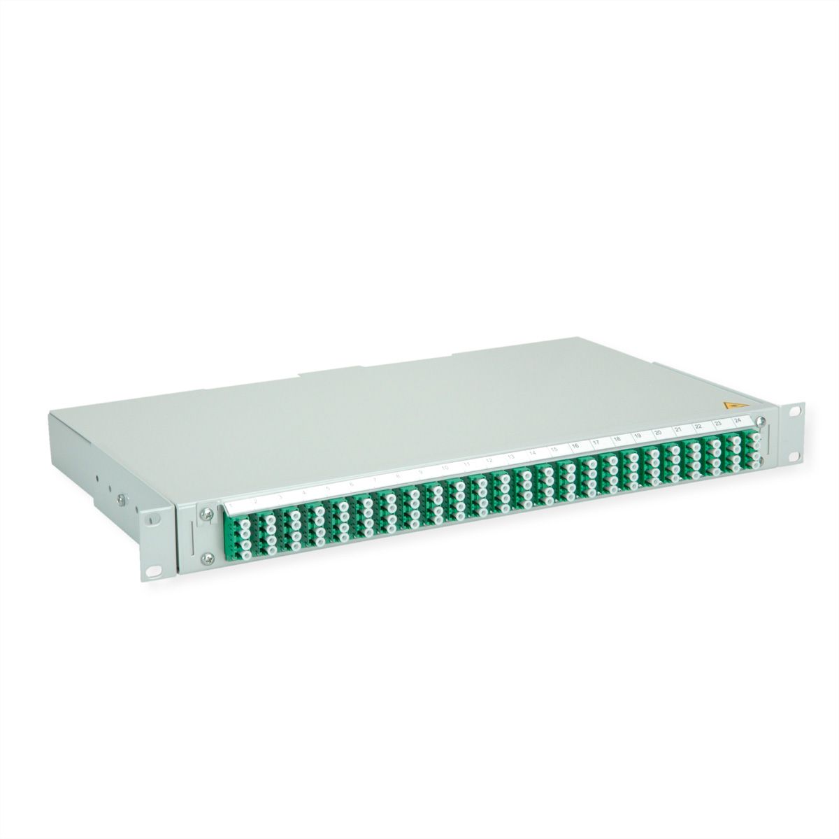 TELEGÄRTNER BASIS V Panneau fibre optique avec coupleurs & Pigtails , 24x LC Quad, vert, OS2 APC