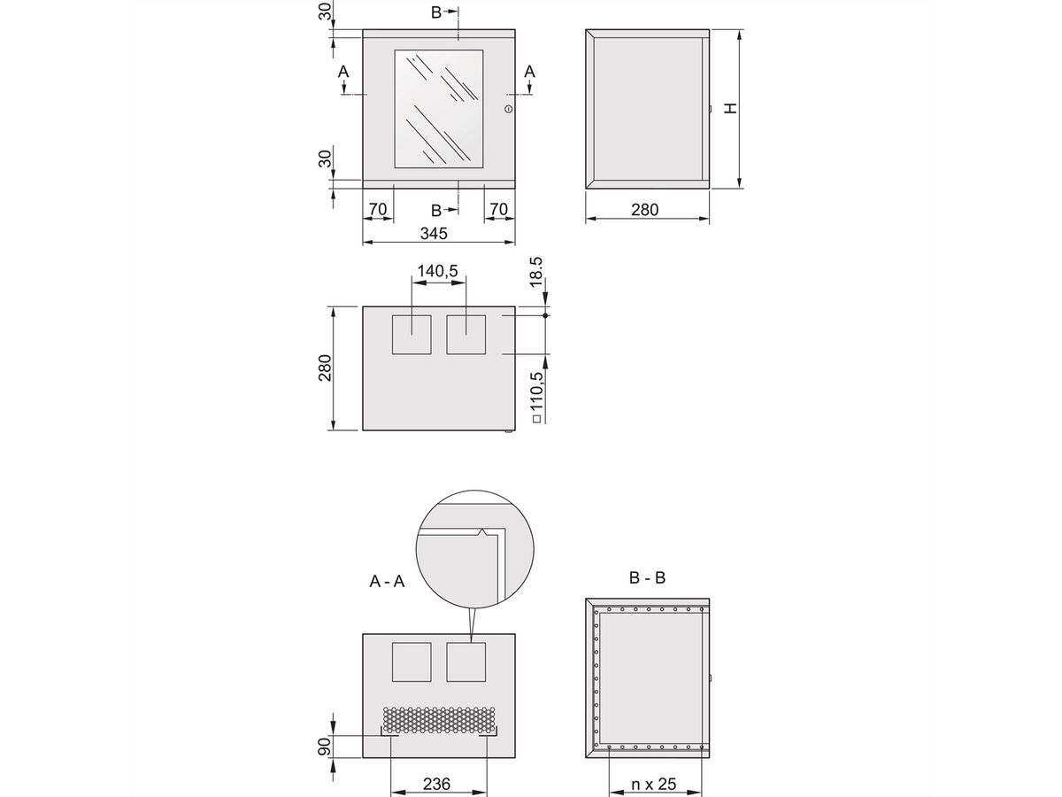 SCHROFF Armoire EPCASE 10" 8 UH, porte en verre, (HxLxP) 462x345x280mm