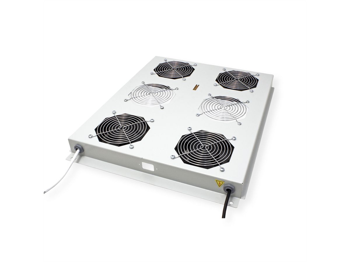 ROLINE 19" Unité de ventilation de toit, 4 ventilateurs, Thermostat pour baie serveur, grise