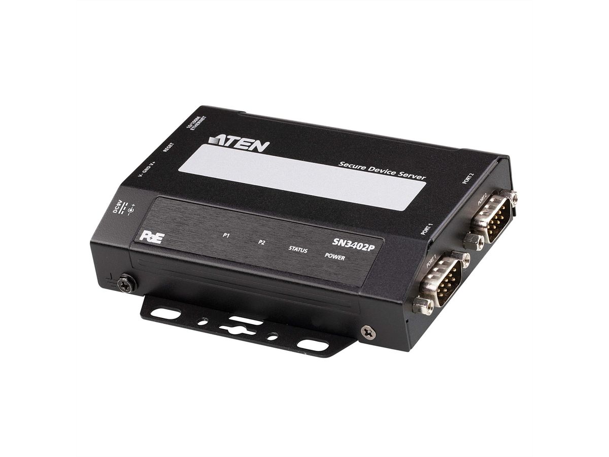 ATEN SN3402P Serveur de périphériques RS-232/422/485 à 2 ports avec PoE