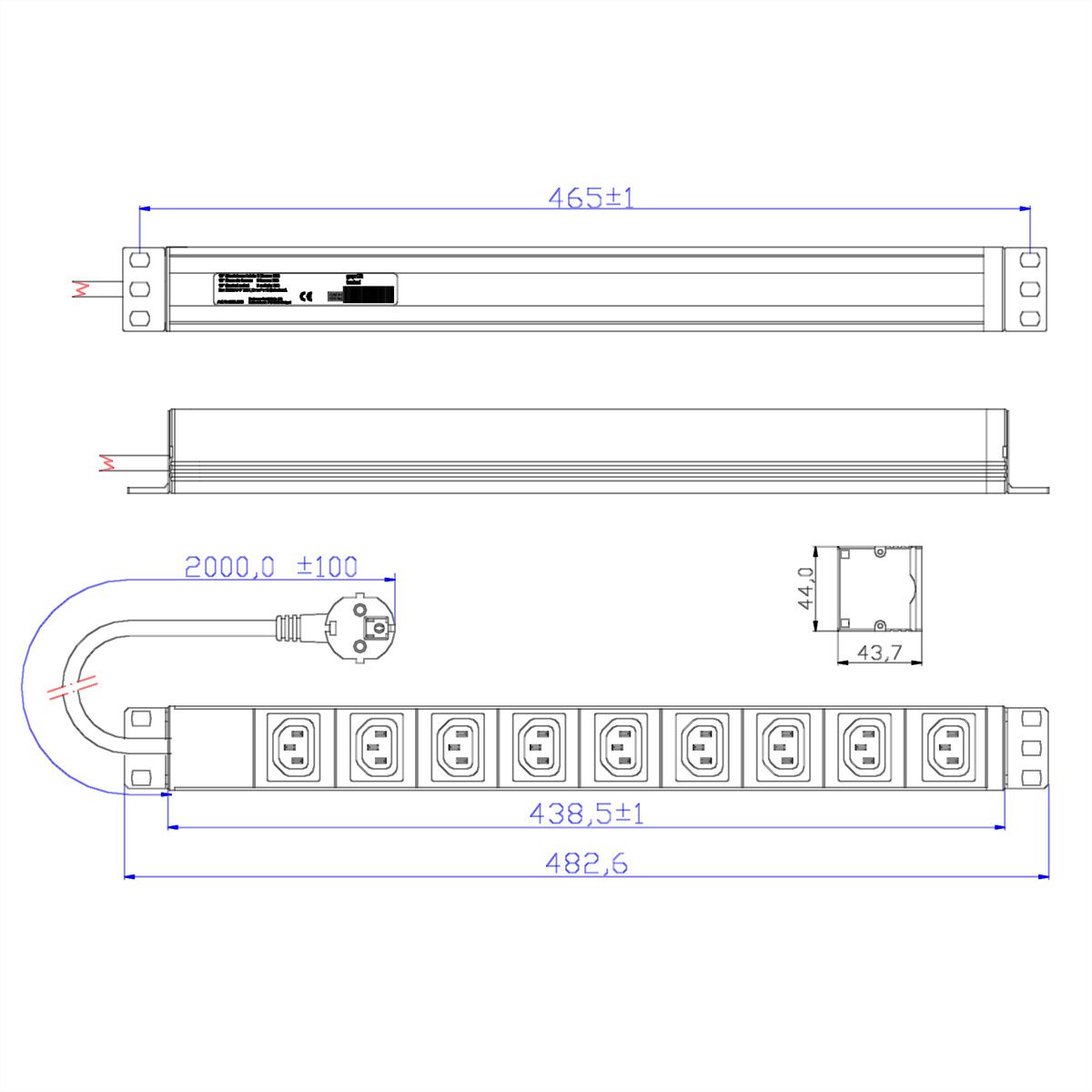 BACHMANN 19" Prise multiple 9 IEC320 C13 F avec 2P+T