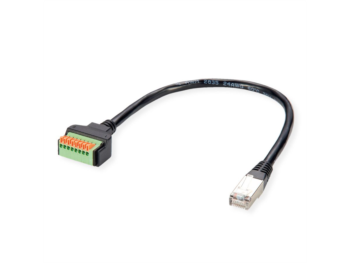 ROLINE Câble adaptateur RJ45 mâle vers bloc terminal, 15 cm