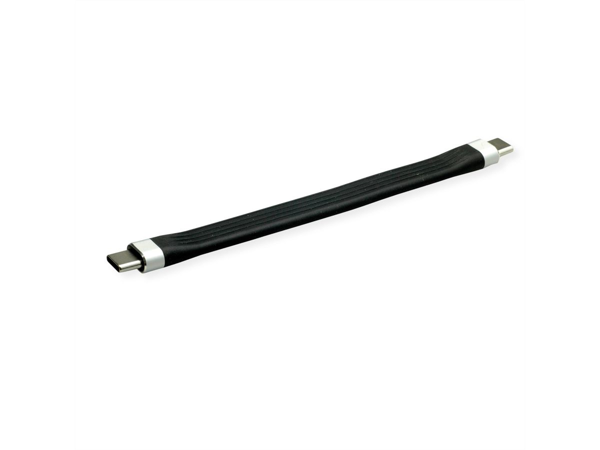 ROLINE Câble USB 3.2 Gen 2 en silicone, avec PD (Power Delivery) 20V3A, Emark, C-C, M/M, noir, 11 cm