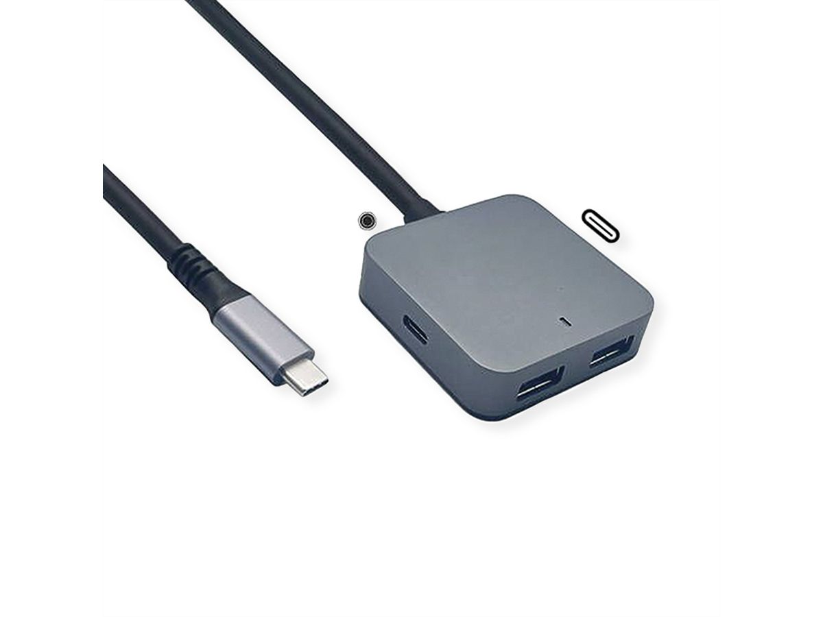 VALUE Hub USB 3.2 Gen 2, 4 ports (2x A+ 2x C) avec câble prolongateur, 3 m