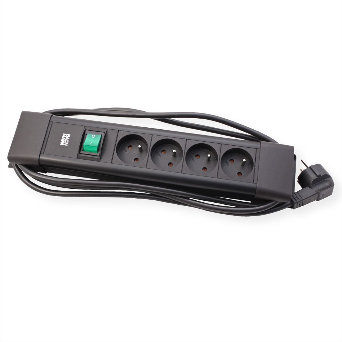 BACHMANN CONNECTUS 4xUTE , 1xinterrupteur 2,0m CEE7/7 noir