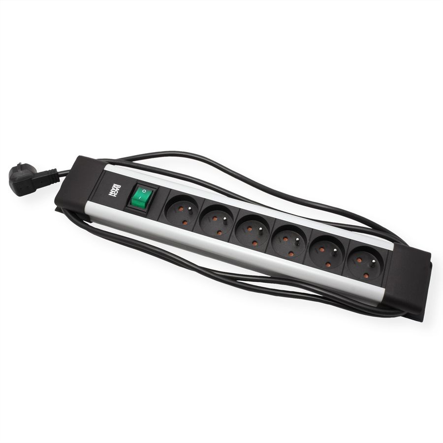 BACHMANN CONNECTUS 6xUTE , 1xinterrupteur 2,0m CEE7/7 gris