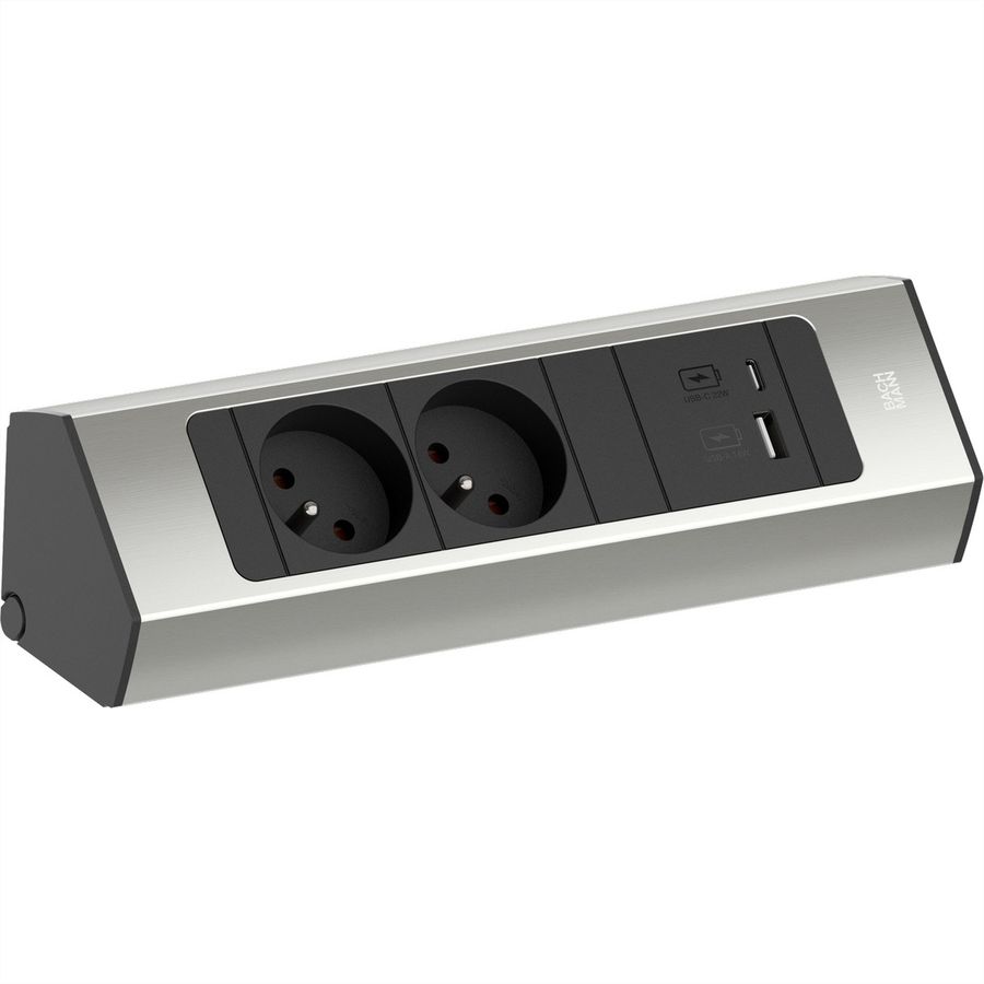 BACHMANN CASIA 2 2xUTE 1xUSB A/C 22W 2,0m AEH aspect inox