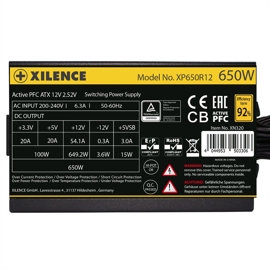 Xilence XP650R12 650W Alimentation PC, Meet 80+ Gold, Gaming, ATX