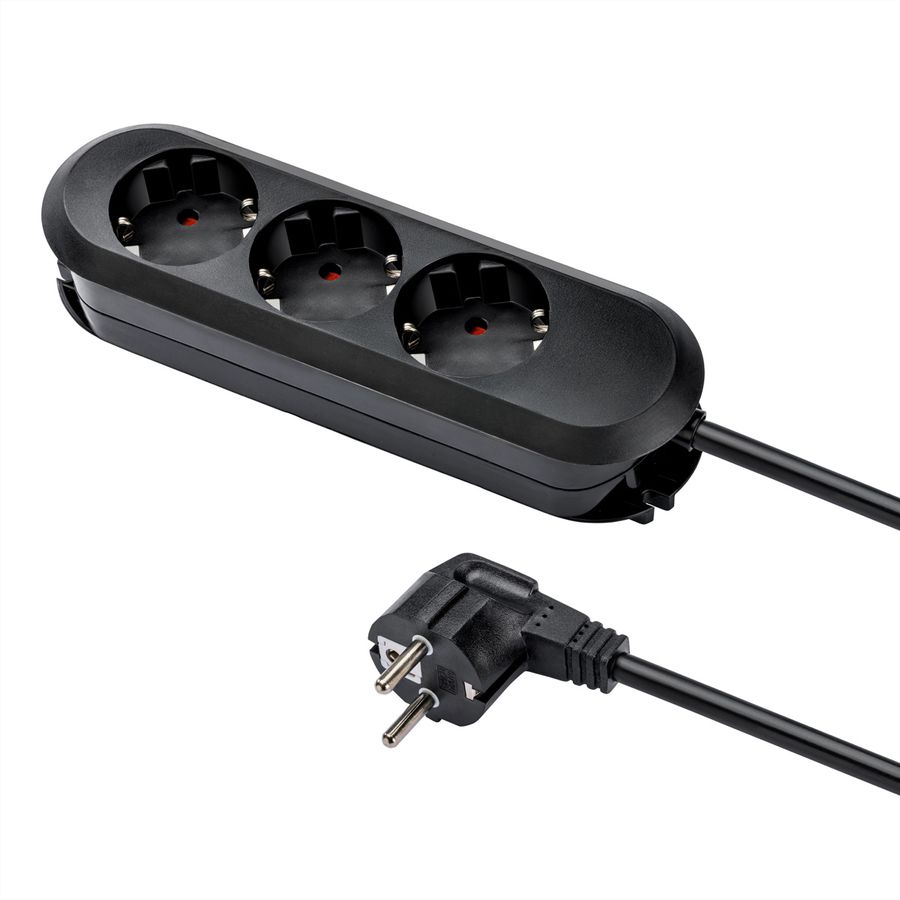 BACHMANN Prise multiple, 3x, noir, 3 m