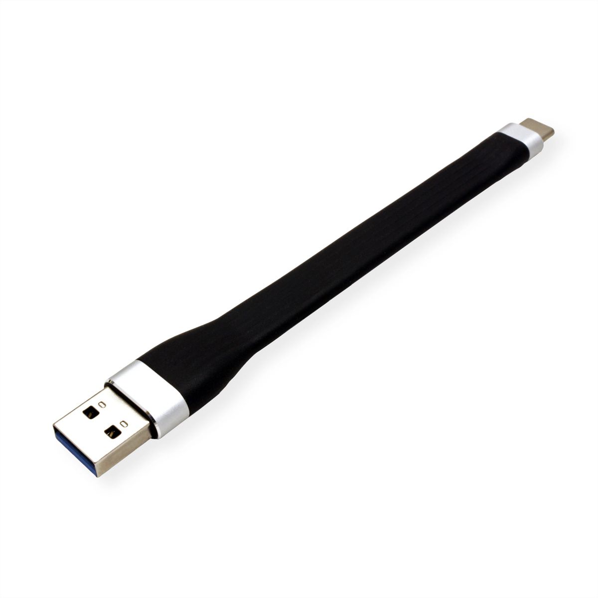 ROLINE Câble USB 3.2 Gen 1 en Silicone, A-C, M/M, noir, 11 cm