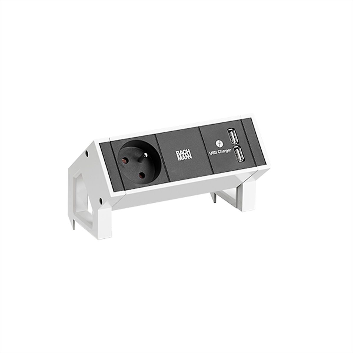 BACHMANN DESK2 1xUTE 1xUSB Chargeur 0,2m GST18 RAL9010