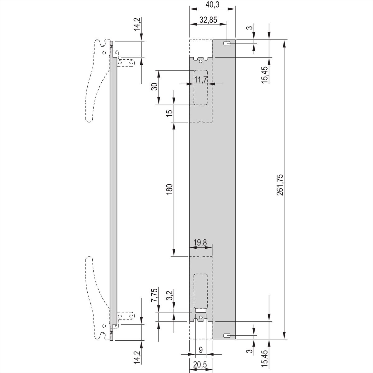 Kit d'unités enfichables SCHROFF avec poignée XL, blindé, noir, 6 U, 8 HP
