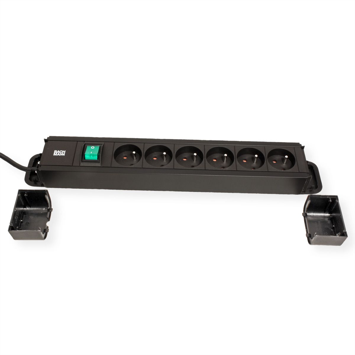 BACHMANN PRIMO2 Prise multiple 6x UTE, aluminium, interrupteur, noir, 2 m