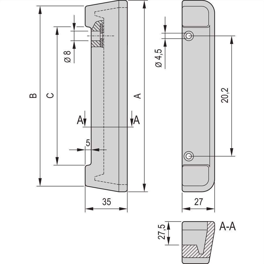 Pied arrière CompacPRO SCHROFF avec protection des bords, 3 U